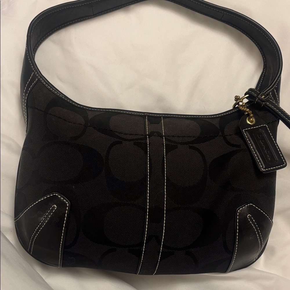 COACH 2007 Black Signature 11289 Hobo Small Shoulder Bag